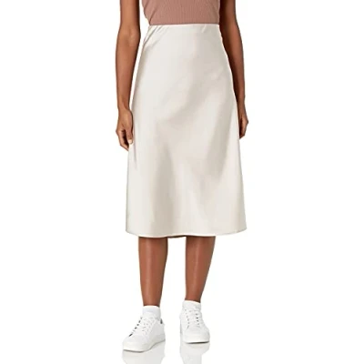 Imagen de The Drop Maya Falda con efecto seda para Mujer, Gris plateado, 2X