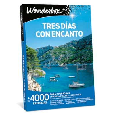 Imagen de Wonderbox Caja Regalo Tres Días con Encanto 4100 Estancias 2 Noches + Desayunos Hotel de 4* Ideas Mujer, Hombre