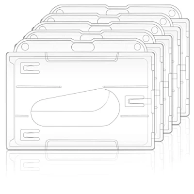 Imagen de 5 Piezas Porta Tarjetas Identificativas, Funda para Tarjeta, Soporte Tarjeta de Identificación, Plástico Transparente Oficina Negocio Exposiciones (horizontal)