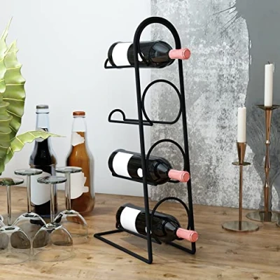 Imagen de [en.casa] Estantería para Vinos 4 Botellas Botellero de Niveles Tamaño Compacto Posición Horizontal Metal 44 x 12 21 cm Negro