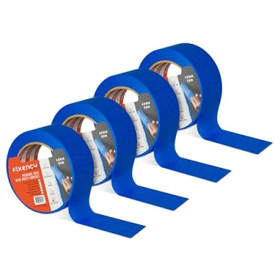 Imagen de Fixency 4x Cinta Carrocero Pintura (48 mm x 50 m) I de para y Renovación Pintar Pintor Pintar, Barnizar Renovar Azul