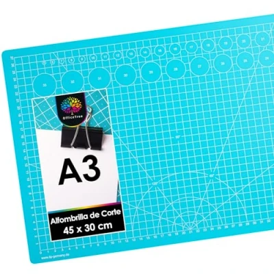 Imagen de OfficeTree Base de Corte A3 Azul Tabla Patchwork 45x30 cm Alfombrilla para Costura y Manualidades