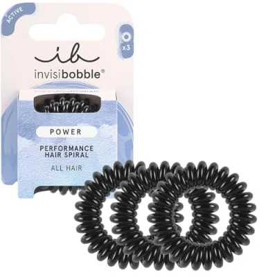 Imagen de Invisibobble Power True Black I Elegante goma para el pelo en espiral niñas y mujeres Suave, cómoda delicada con 3 piezas diseñadas Alemania