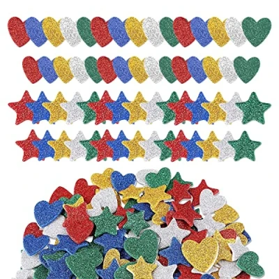Imagen de TSHAOUN 300 Pcs Pegatinas, Espuma Autoadhesiva de Corazones y Estrellas con Purpurina Pegatin DIY Hacer Álbumes Recortes, Adornos Artesanales, Tarjetas