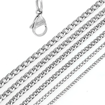 Imagen de DonDon Collar de Acero Inoxidable masivo para Hombres Longitud 56 cm Ancho 0,8