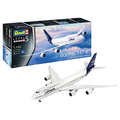 Imagen de Revell 03891 Other License Boeing 747 8 Lufthansa New Livery, Kit Modelo, Escala 1:144, Color Blanco, 52.5 cm (03891)