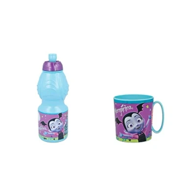 Imagen de ALMACENESADAN 4727, Pack Vampirina, compuesto por taza microondas 350ml y botella de agua 400 ml, producto reutilizable, sin BPA
