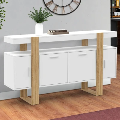 Imagen de Aparador de madera y blanco 140 cm con 4 puertas