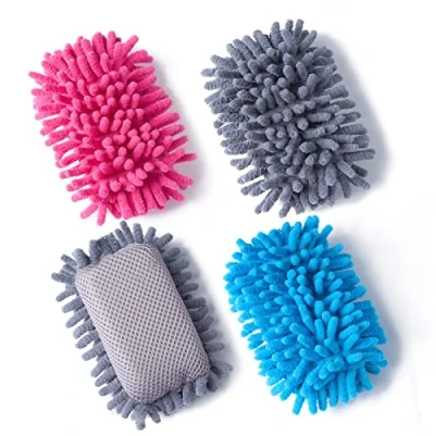 Imagen de borrador de pizarra microfibra, 4 piezas, lavable, en seco, para tiza, suministros profesores aula, hogar y oficina (azul, gris, rosa)