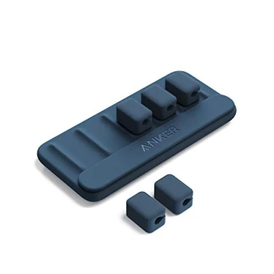 Imagen de Anker Gestión de cables, soporte magnético para bridas cables escritorio, 5 clips cable Lightning, USB C, micro cable, se adhiere a madera, mármol, metal y vidrio (en azul)