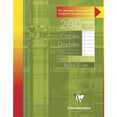 Imagen de Clairefontaine 593 C 16,5 x 21 cm con rayas y margen un punched doble hoja blanco (paquete de 100 hojas)