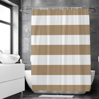 Imagen de Loti Living cortina de ducha antimoho, 180 x 200 cm, color arena, poliéster resistente al agua, incluye anillas, para bañera, cortinas