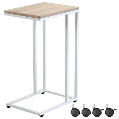 Imagen de CASARIA® Mesa Auxiliar Lateral para Sofá Cama Ordenador con/sin Ruedas Escritorio Pequeño Blanco