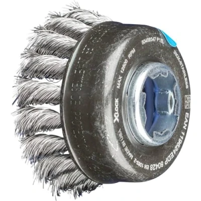 Imagen de PFERD Cepillo de olla, diámetro 65 mm, trenzado, alambre acero inoxidable 0,35 alojamiento X LOCK, 43305027 para un cambio rápido y cómodo herramientas