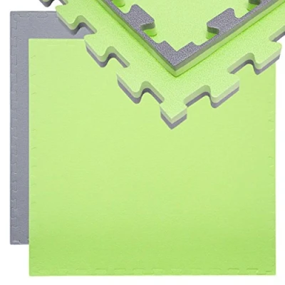 Imagen de EYEPOWER Suelo de Gimnasio EVA Espeso 20mm Esterilla Puzle 90x90cm Incl Marco para Deporte Ejercicio Extensible Doble faz Gris Verde