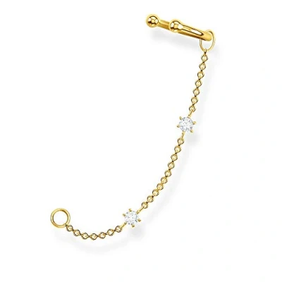 Imagen de THOMAS SABO Single Abrazadera de la oreja Piedras Blancas Plata Chapada en Oro EC0021 414 14, Amarillo
