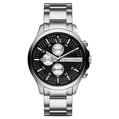 Imagen de Armani Exchange Reloj para Hombre, Movimiento cronógrafo de cuarzo, caja acero inoxidable plateado 46 mm con correa inoxidable, AX2152, Tono y negro