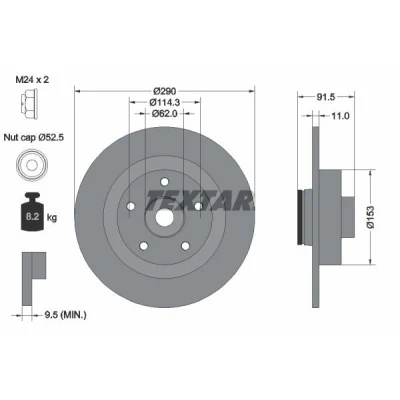 Imagen de TEXTAR 92317603 Disco de freno 290 11 05/05 114,3 macizo revestido con anillo sensor ABS, cojinete rueda, buje rueda RENAULT: Espace 5