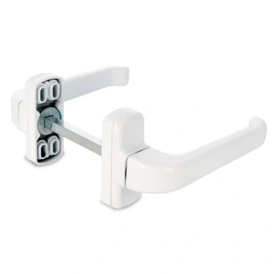 Imagen de Amig Juego de 2 Manillas Roseta para Puertas Mod. EPSILON 132 x 70 mm Cuadradillo 8 Diseño Elegante y Sencillo Manija Agarre Ergonómico Aluminio Blanco