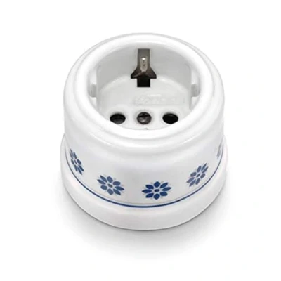 Imagen de Fontini 30202612 Base de Enchufe 2P+TTL (Schuko) 16A Porcelana Decorada Azul