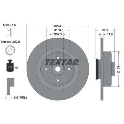 Imagen de TEXTAR PRO 92141403 Disco de freno 274 11 04/04 100 macizo revestido con anillo sensor ABS, cojinete rueda RENAULT: SCENIC 2, Scénic 1