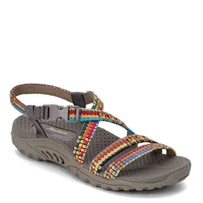 Imagen de Skechers Reggae Sew Me Boho Woven Strappy Slingback, Sandalia Mujer, Taupe Multi, 43 EU