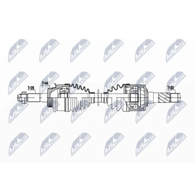 Imagen de NTY NPW MZ 090 Árbol de Transmisión Eje delantero, derecha 583 Caja cambios manual, automática FORD: Ranger Mk2