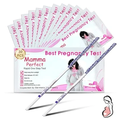 Imagen de 30 Piezas Tiras de Prueba embarazo,Pruebas Embarazo Alta Sensibilidad,Tira Reactiva Temprana,Test Fertilidad para Mujeres,Detección Precoz Fiable y Rápida