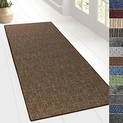 Imagen de Karat alfombra para cocina, pasillo y sala de estar, a medida, venta por metros, pasillo, salón (80 x 150 cm, alto marrón)