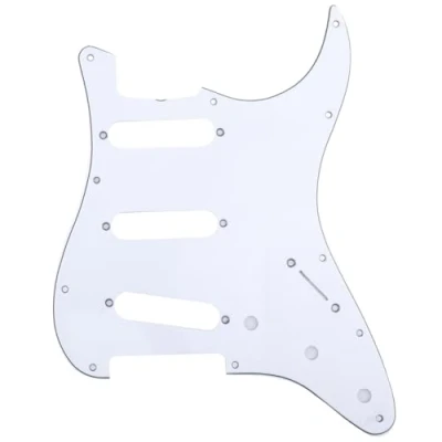 Imagen de Musiclily Pro 11 Agujeros SSS 62 Vintage Style Strat Pickguard Golpeador para American Stratocaster 62, 3 capas Blanco