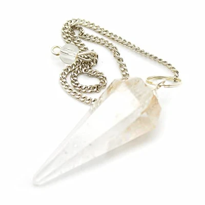 Imagen de DOJA Barcelona Pendulo Cuarzo Blanco Péndulo de Cristal, Piedra Natural Colgante Pendulos Adivinacion, Radiestesia, Meditacion, Equilibrio Reiki