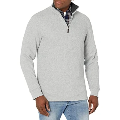 Imagen de Amazon Essentials Jersey de Canalé Francés con Cremallera un Cuarto Hombre, Gris Claro Mezcla, XXL