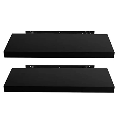 Imagen de EUGAD Juego de 2 Estantería Pared Madera Negro Estante Flotante para Colgar Libro CD en Cocina Salon Dormitorio 60cm 0050QJ