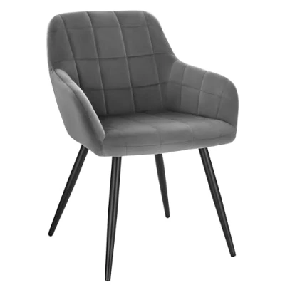 Imagen de WOLTU 1 x Silla de Comedor Nordica Estilo Vintage Juego 1, Cocina Tapizada con Reposabrazos Tapizadas en Terciopelo, Estructura Metal, Gris Oscuro BH93dgr