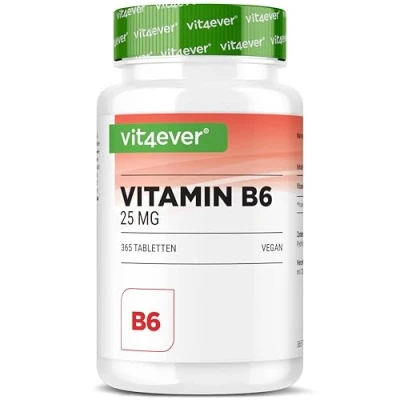 Imagen de Vitamina B6 como P 5 365 comprimidos Altamente dosificado con 25 mg (piridoxal fosfato) Premium: bioactiva Sin aditivos indeseables Vegano