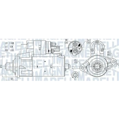 Imagen de MAGNETI MARELLI 063721584010 Motor de arranque 12 1,7 11 VOLKSWAGEN: Transporter 5 Bus, Passat B6 Berlina, 5, SEAT: Altea, Altea XL