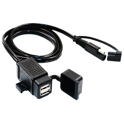 Imagen de MOTOPOWER 3.1Amp Kit de Cargador USB Doble para Motocicleta, Impermeable, con Cable Terminal SAE