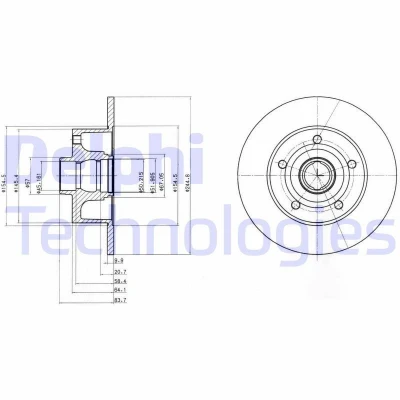 Imagen de DELPHI BG3030 Disco de freno 245 10 5 macizo aceitado sin procesar cojinete rueda, anillo sensor ABS AUDI: A4 B5 Avant, B6 Berlina