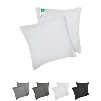 Imagen de Barbons Funda de Almohada 40x40 Blanco Juego 2 100% Algodón Jersey, Cojin para Cama Protector 40 x cm