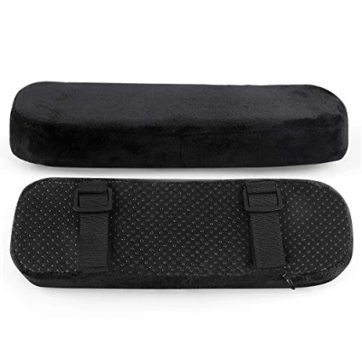 Imagen de LEADSTAR Almohadilla para Reposabrazos de Silla Oficina, Cojín Sillas con Correas Ajustables y Fondo Antideslizante, 25.5 x 8 3 cm Negro (Juego 2)