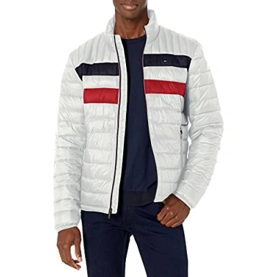 Imagen de Tommy Hilfiger Lightweight Down Alternative Packable Puffer Jacket Abrigo plumón, Bloque de Color Hielo, 3XL para Hombre