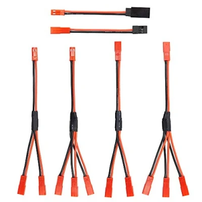 Imagen de 6 piezas JST divisor de enchufe macho hembra Y cable adaptador paralelo a JR para Traxxas TRX 4 RC coche oruga camión refrigeración ventilador ESC motor batería