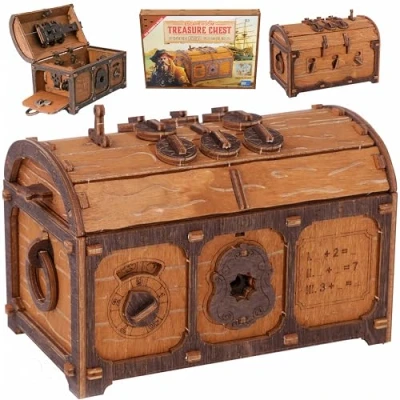 Imagen de WOODEN.CITY Caja Misteriosa con Mecanismo de Apertura Secreto, Puzzle 3D Madera, Maquetas Rompecabezas Madera Adultos Escape Room Treasure Chest