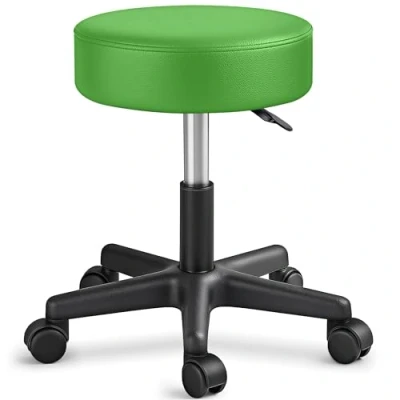Imagen de TRESKO Taburete con Ruedas Giratorio cosmético de Trabajo Consulta, Regulable en Altura, 360, Asiento Acolchado 10 cm y 8 Variantes Colores (Green)