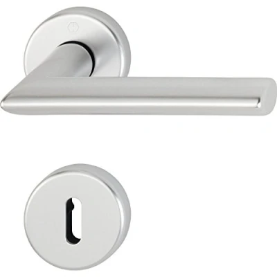 Imagen de Hoppe Stockholm picaporte con rosetas BB Multicolor Barba, anodizado en plata, 2811106