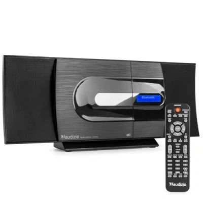 Imagen de Audizio Tours Home Sistema estéreo HiFi con Bluetooth, Reproductor de CD, MP3 USB, sintonizador Radio Digital Dab+ y FM, Mando a Distancia Incluido Negro