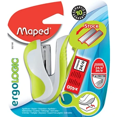 Imagen de Maped Ergologic Soft Touch Mini Grapadora + 400 Grapas, Verde (352190)