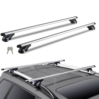 Imagen de VEVOR Barras Transversales Universales 2 Piezas Portaequipajes de Aluminio con Cerradura para Automóvil Carga 200 Libras Compatible Rieles Laterales hasta 44&quot; Ancho Recorrido