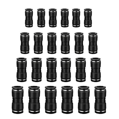 Imagen de HUAZIZ 24 Piezas Conectores de Empuje Recto Ajuste Liberación Rápida Plástico Accesorios Neumáticos Rectos para Tubo 1/4 5/16 3/8 1/2 6mm 8mm 10mm 12mm(Negro)