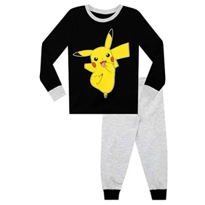 Imagen de Pokémon Pijamas de Manga Larga para niños Pikachu Negro 9 10 Años